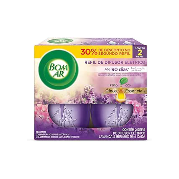 Air Wick Bom Ar - Refil Difusor Elétrico Lavanda Embalagem Promocional.