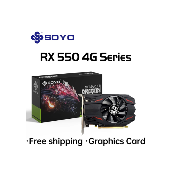 Soyo-Placa de vídeo AMD GPU Radeon RX 550, 4G, GDDR5, 128Bit, 14nm, Computador, PC, RX550, PCI-E 3.0, Placas de vídeo para jogos, Novo