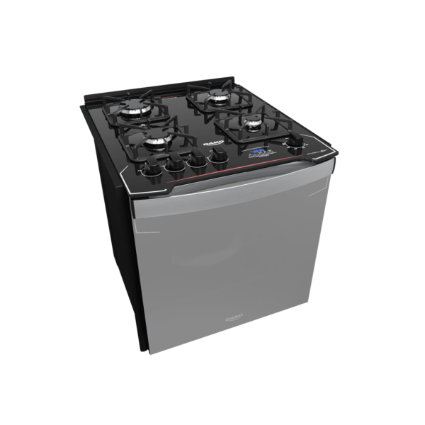 Fogão de Embutir 4 Bocas Preto com Frente Espelhada e Timer Digital Dako Diplomata Grill Style Bivolt