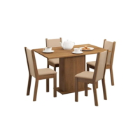 Conjunto Sala de Jantar Madesa Talita Mesa Tampo de Madeira com 4 Cadeiras - Rustic/Crema/Pérola