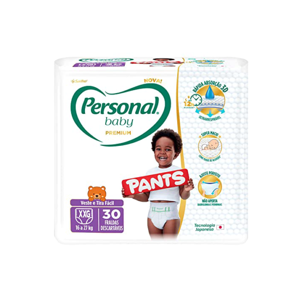Personal Fralda Descartável Infantil Pants Baby Premium XXG, 30 Unidades