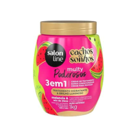 Salon Line, Creme de Tratamento 3 em 1, Multy Poderosos, Cachos dos Sonhos, Melancia e Mix de Óleos, Vegano - Para Cabelos Cacheados e Crespos, 1kg
