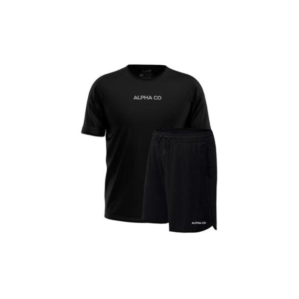 Kit  Bermuda+Camiseta Dry Fitness Academia Alpha Co - Preto