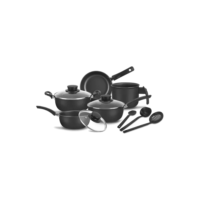 Conjunto De Panelas 8 Pçs Teflon Tampas De Vidro Promoção