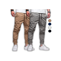 Kit 2 Calça Jogger Masculina Sarja ou Jeans 4 Bolsos com Punho Elástico Streetwear Diversas Cores