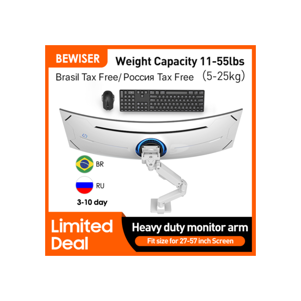 Bewiser Suporte de tela cantilever (adequado para samsung odisséia neo g7/g9), adequado para tela curva de 32 "-57", peso de suporte 5-25kg, suporte de mola a, suporte desktop, livremente ajustável