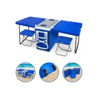 Caixa Térmica 32 Lts 3 Em 1 E 5 Em 1 Com Mesa E Cadeira Praia Camping