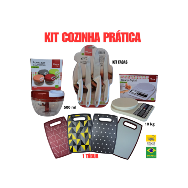 KIT Cozinha Prática Facas Tábua Processador e Balança tudo para Sua Comodidade