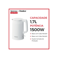 Chaleira Elétrica 1,7l Gaabor 1500W Aço Inox com Filtro Coador 127V/220V