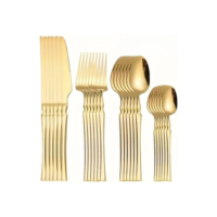 Faqueiro Jogo De Talheres 24 Peças De Aço Inox Cor Dourado
