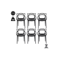 Kit 6 Cadeiras De Jantar Allegra Master Empilhável Polipropileno Sit Flex Modelo Allegra Cor Preto