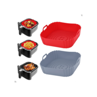 Kit 1/2/3 Formas de Silicone Quadrada 16x16cm Assadeira Air Fryer e Forno Forma para Fritadeira Elétrica com Alça