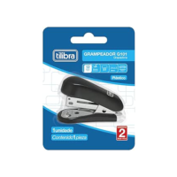 Tilibra - Grampeador 12 Folhas Mini com Extrator G101 Preto - 1 un