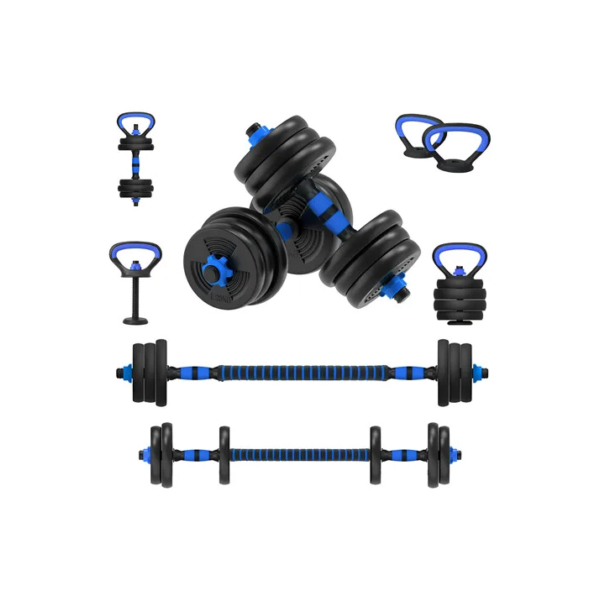 Halteres Kettlebell Barbell Regulável Até 10kg Kit 17 Peças