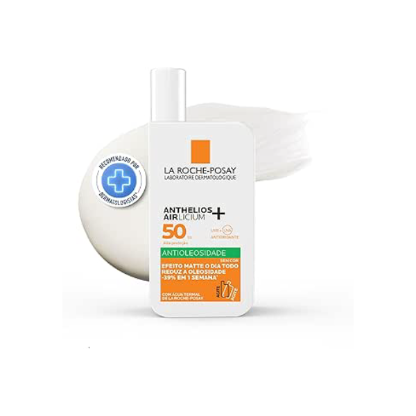 La Roche-Posay Protetor Solar Facial Antioleosidade FPS50 Sem Cor com Tecnologia Airlicium e Sistema XL-Protect para Pele Oleosa e Acneica Anthelios Airlicium+ 40ml