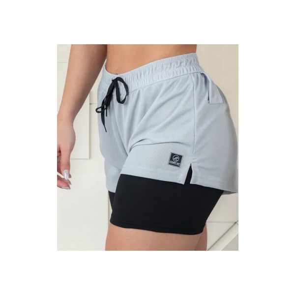 Shorts 2 Em 1 Feminino Academia Duplo Bolso Interno Corrida