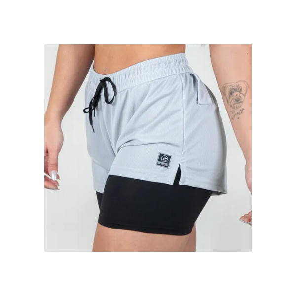 Shorts 2 Em 1 Feminino Academia Duplo Bolso Interno Corrida