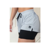 Shorts 2 Em 1 Feminino Academia Duplo Bolso Interno Corrida