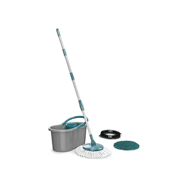 Flash Limp MOP9379 - Mop FIT Giratório 3 em 1, balde com 8 Litros e 3 opções de Refis, ( microfibra, tira pó e limpeza pesada)