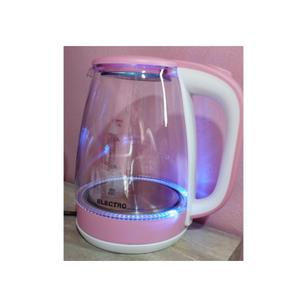 Jarra Elétrica de Vidro ROSA com led azul vidro temperado 110v e 220v - Chaleira Elétrica - ROSA - ENVIO IMEDIATO