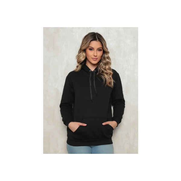 Moletom Liso Flanelado Feminino Blusa De Frio Canguru