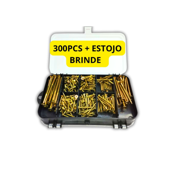 Kit 300 Parafusos E Buchas Chipboard Philips com Estojo