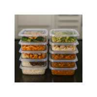 Kit de 10 potes vasilhas 1000ML 1kg transparente -LIVRE BPA- marmita Reutilizável