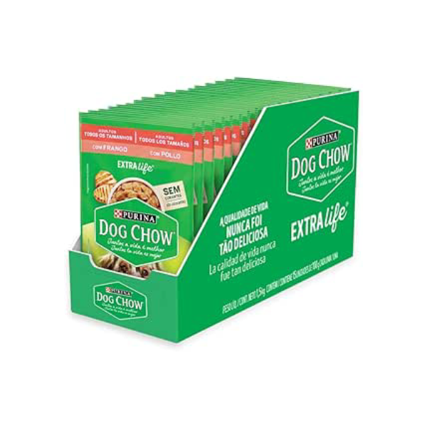 Pack Dog Chow Ração Úmida Adultos Frango - Com 15 Sachês 100g
