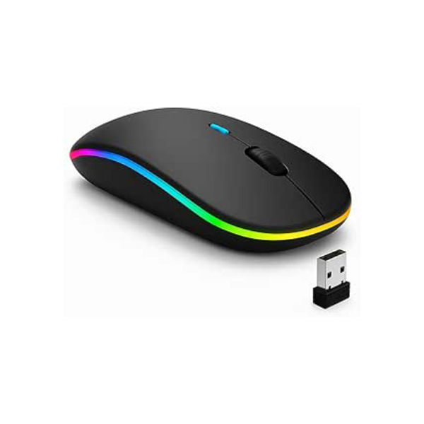 Mouse Sem Fio Recarregável Wireless Bluetooth Optico Led Rgb Colorido Ergonômico Usb 2.4 Ghz Notebook Computador Pc Desktop Linha Premium - Cores Sortidas