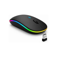 Mouse Sem Fio Recarregável Wireless Bluetooth Optico Led Rgb Colorido Ergonômico Usb 2.4 Ghz Notebook Computador Pc Desktop Linha Premium - Cores Sortidas