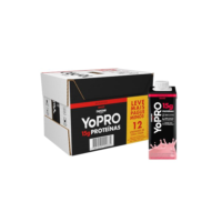 YoPRO Bebida Láctea UHT Morango 15g de proteínas 250ml - 12 unidades