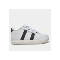 Tênis Infantil Kurz For Kids Listras Masculino - Branco+Preto