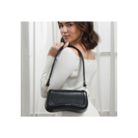 Bolsa de Ombro Feminina com Alça Ajustável, Bolsa Feminina Elegante com Couro Preto, Bolsa Transversal Tiracolo Presente
