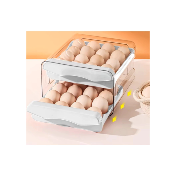 Gaveteiro Duplo em Plástico Tipo Porta 32 Ovos  para Cozinha Geladeira