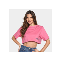 Camiseta Cropped Colcci Casual Manga Curta Feminina - Rosa