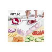 Multi Cortador Fatiador Ralador Mandoline 5 em 1 Saladas Legumes Batata com Apoiador Trava Alta Performance