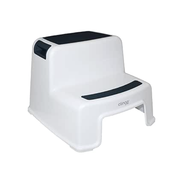 Clingo Escada Infantil Antiderrapante Dois Degraus Infantil Resistente Menino Menina/Escadinha Criança Banheiro Pia Assento Sanitario Vaso/Suporta até 80kg (Azul)