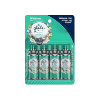 Glade Aromatizador de Ambiente Toque de Frescor, Óleos Essenciais, 4 Refis de Frescor de Águas Florais, 12ml Cada