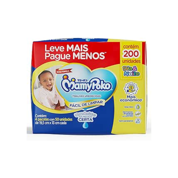 MamyPoko Lenços Umedecidos Dia&Noite 200 Unidades