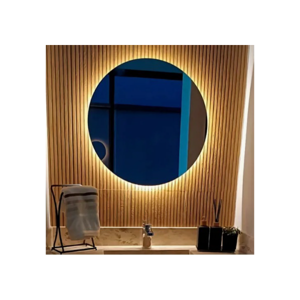 Espelho de vidro Led Grande 60cm Redondo com Para Maquiagem Sala Quarto e Penteadeira - Envio Imediato
