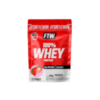 FTW 100% Whey Protein com Proteína Concentrada WPC, Suplemento Alimentar Pós-Treino em Pó com Fonte de Proteína do Soro do Leite, Alto Valor Biológico, Sem Glúten – Refil 900g (Sabor Morango)