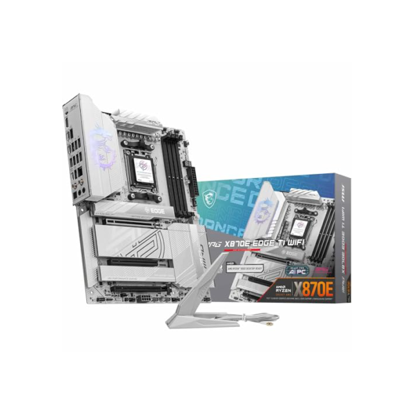 MSI Placa-mãe MPG X870E Edge TI WiFi, ATX - Suporta processadores AMD Ryzen 9000/8000/7000, AM5-80A SPS VRM, DDR5 Memory Boost 8400+MT/s (OC), PCIe 5.0 x16, M.2 Gen5, Wi-Fi 7, 5G LAN