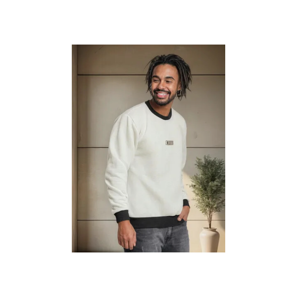 Blusa Moletom Masculina Gola Careca Polo Wear Bege Claro