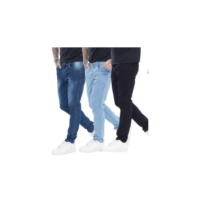 KIT 3 Calças Super Skinny PremiumII Street Delave Escuro e Black Premium - Jeans