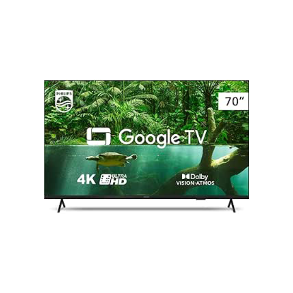 Smart TV Philips 70" 4K 70PUG7408/78, Google TV, Comando de Voz, Dolby Vision/Atmos, VRR/ALLM, Bluetooth