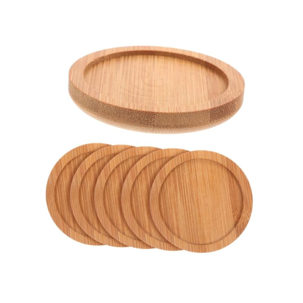 Kit 6 Porta Copos Descanso de Copos de Bambu 10x10 Premium