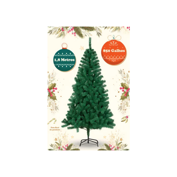 Árvore De Natal Pinheiro Luxo Tradicional 1,80m 850 Galhos Cheios Montagem Fácil E Rápida Decoração Natalina Marca Redfin