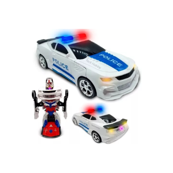 Carrinho Transformers Vira Robô Brinquedo Musical Som E Luz Cor Polícia