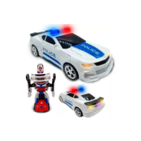 Carrinho Transformers Vira Robô Brinquedo Musical Som E Luz Cor Polícia