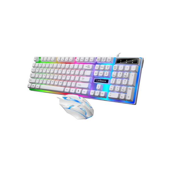 Teclado e Mouse Gamer LED RGB Com Fio Usb Branco Original Lehmox